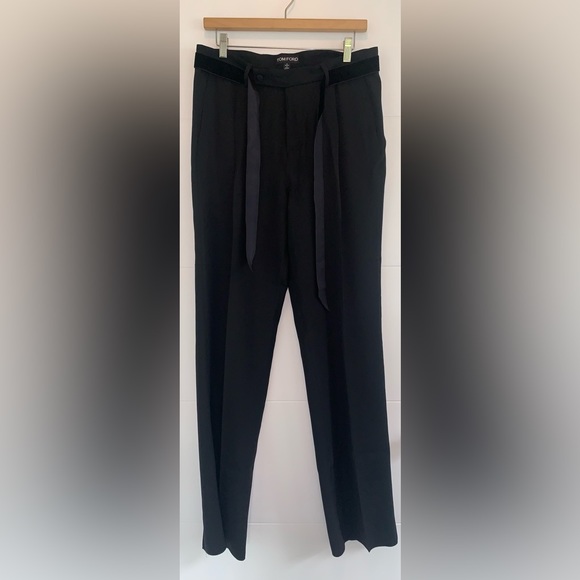 Tom Ford Womens Black Dress Pants Pleated Ribbon Size 12 - Picture 4 of 5